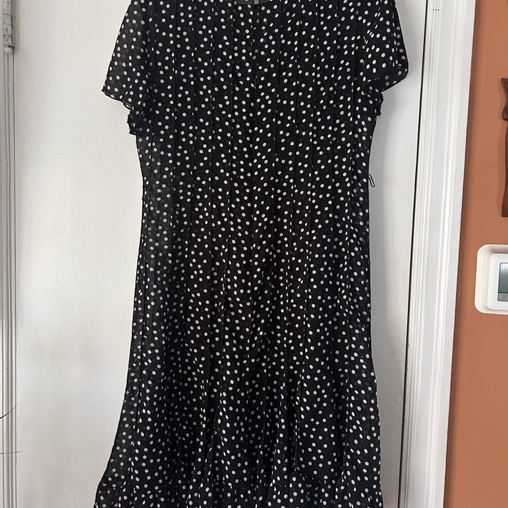 Vintage Black Polka Dot Midi Dress